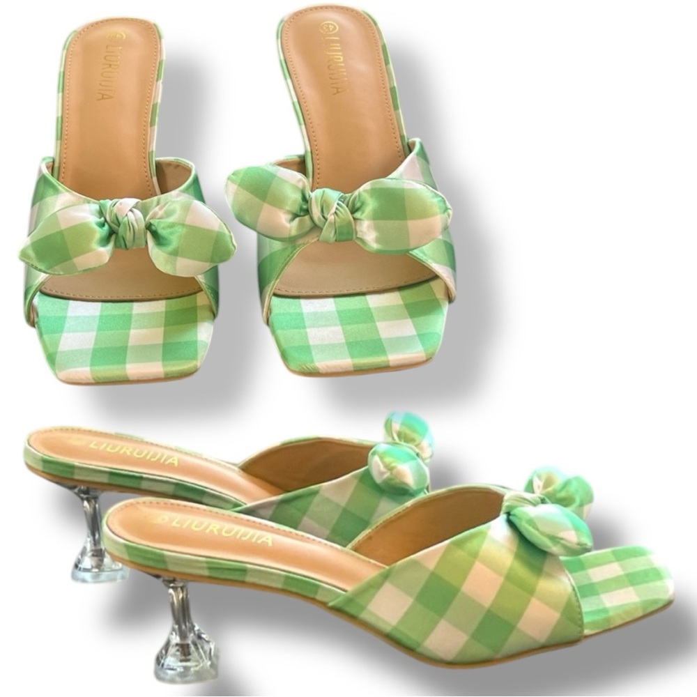 LIURUIJIA Bow Tie Kitten heel Mule Sandals